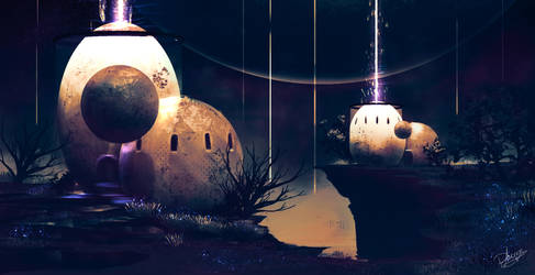 Egg shaped alien houses environment sci fi final