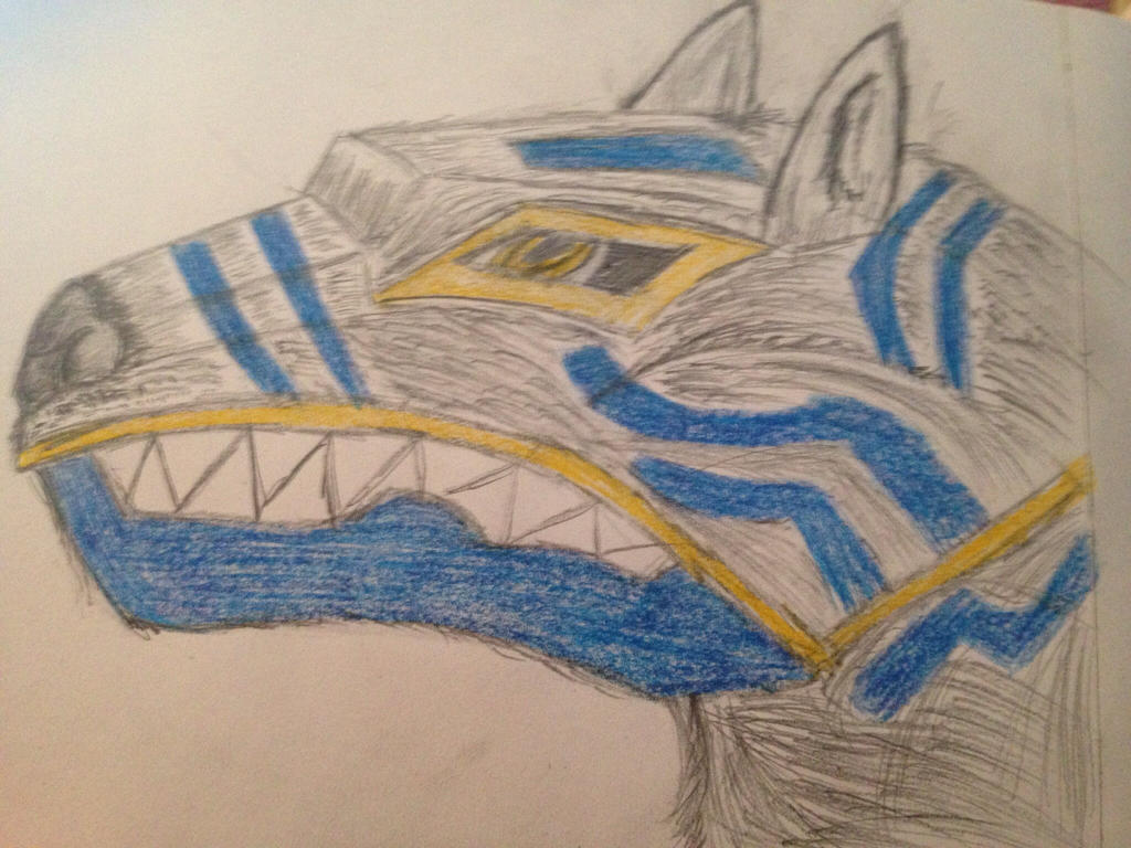 Realistic KendoGarurumon Drawing WIP