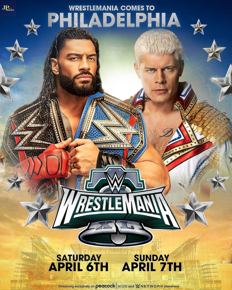Wrestlemania 40 Roman Reigns Vs Cody Rhodes Poster by rolexdesigns on