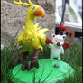 Chocobo and Moogle Sculpture