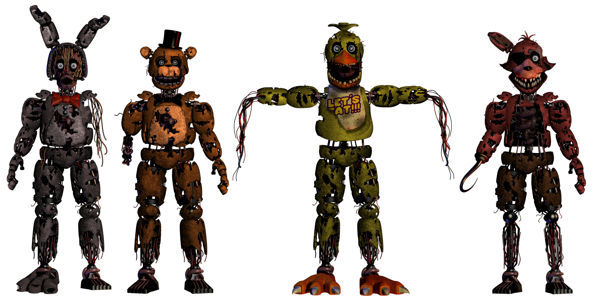 Where did withered animatronics come from in FNAF2, and is there a