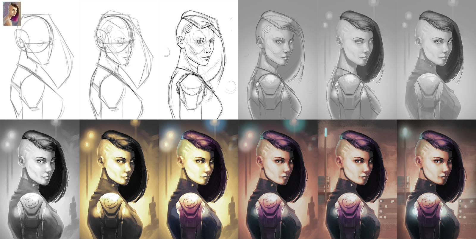 Digital painting process / Lanaelle - 2015 by EvilPNMI