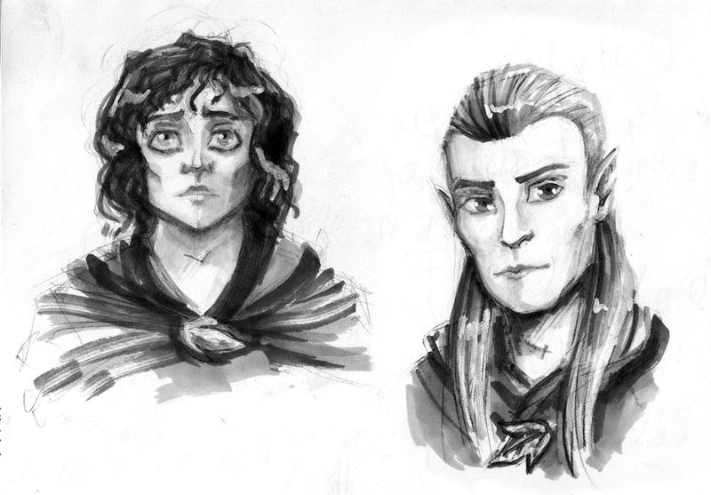 frodo and legolas sketches