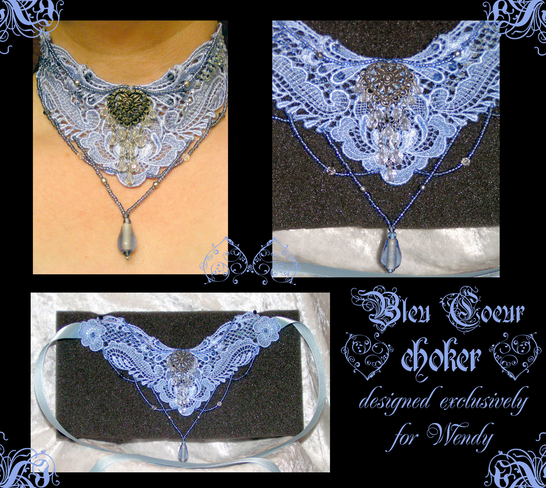 Bleu Coeur choker