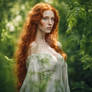 A red-haired woman with green eyes and a perfect b