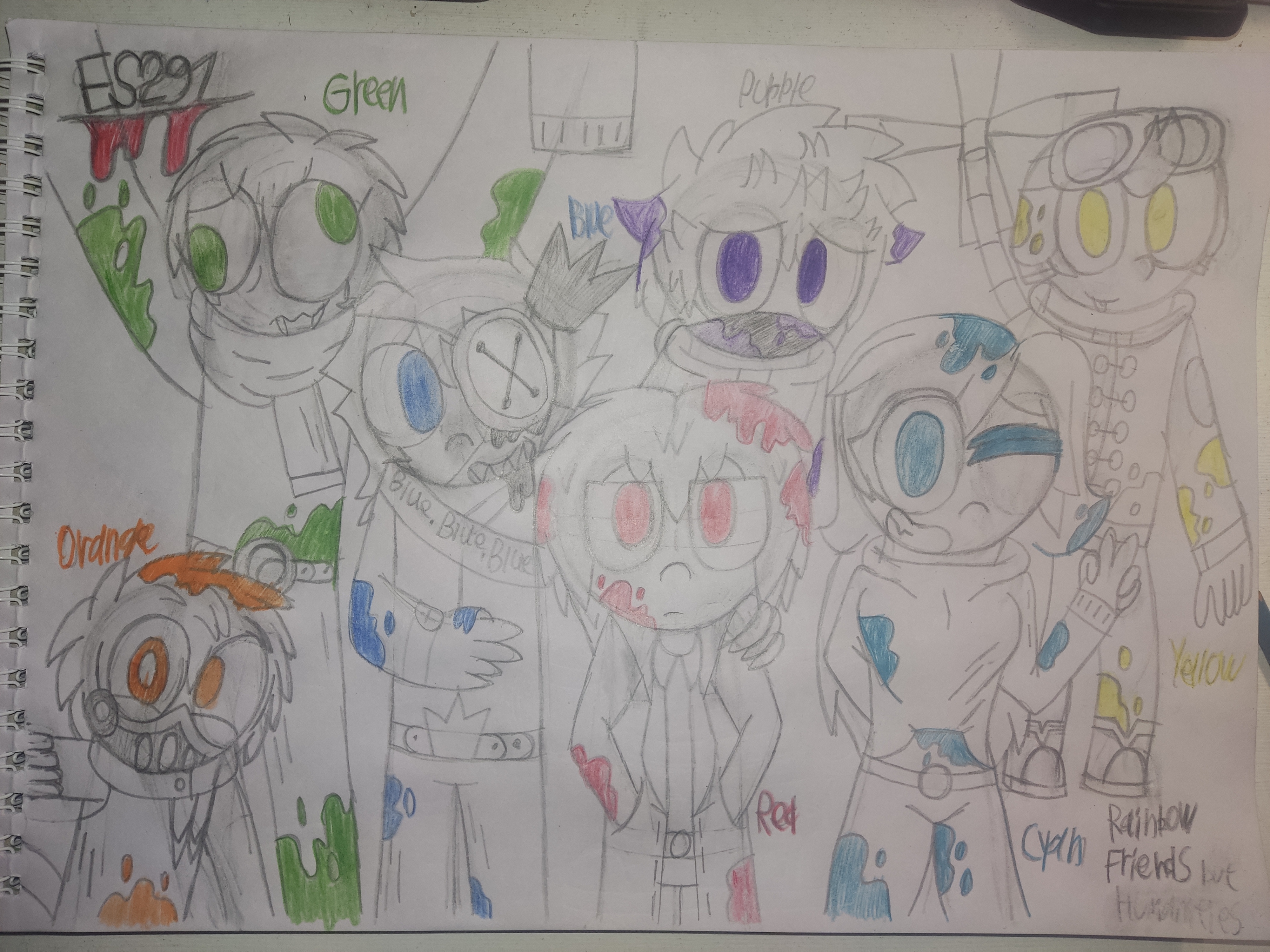 Drawing RAINBOW FRIENDS Characters - Drawing ROBLOX Characters - Blue Green  Orange Purple Red 