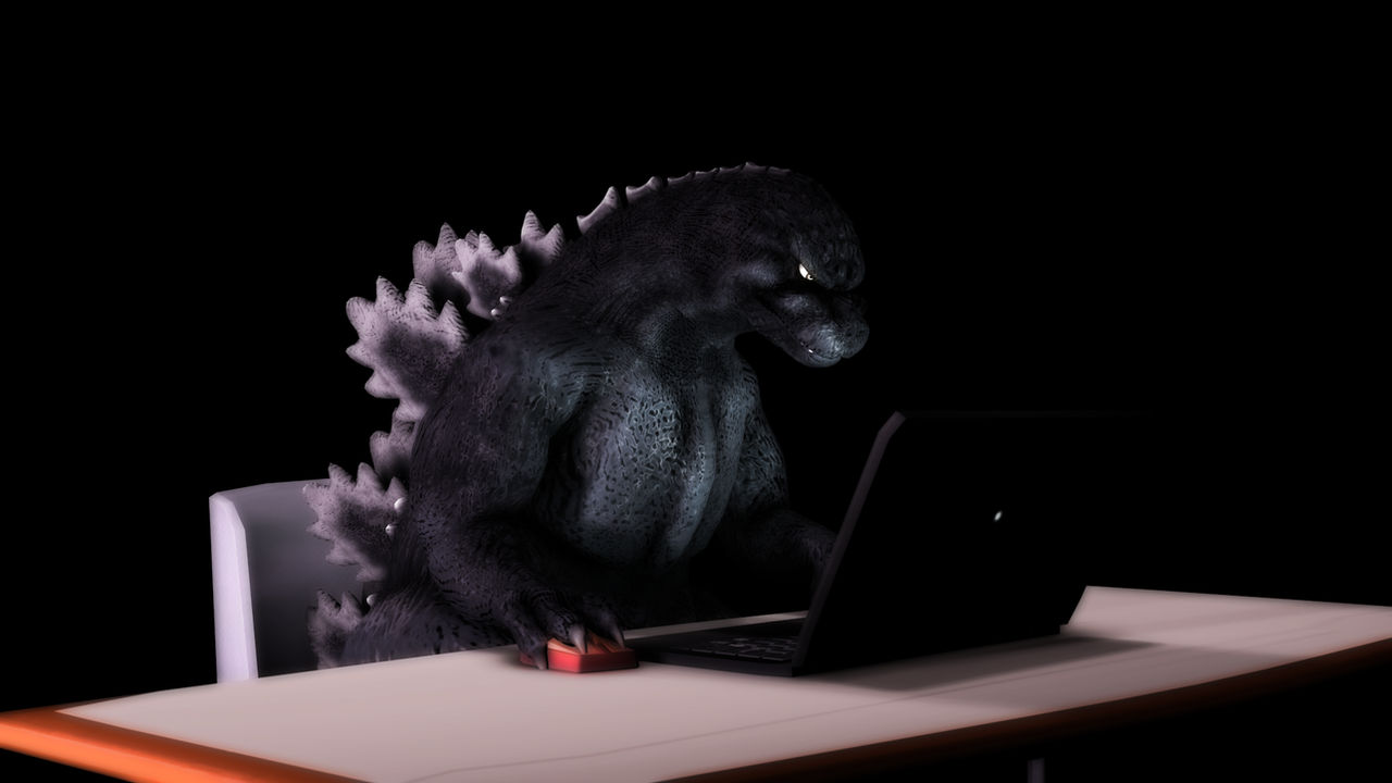 Wacky Heisei Godzilla on a computer. by MrAtrocity on DeviantArt