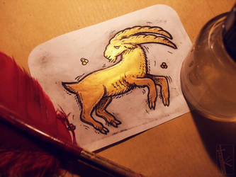 ATC/ACEO - Gold Goat