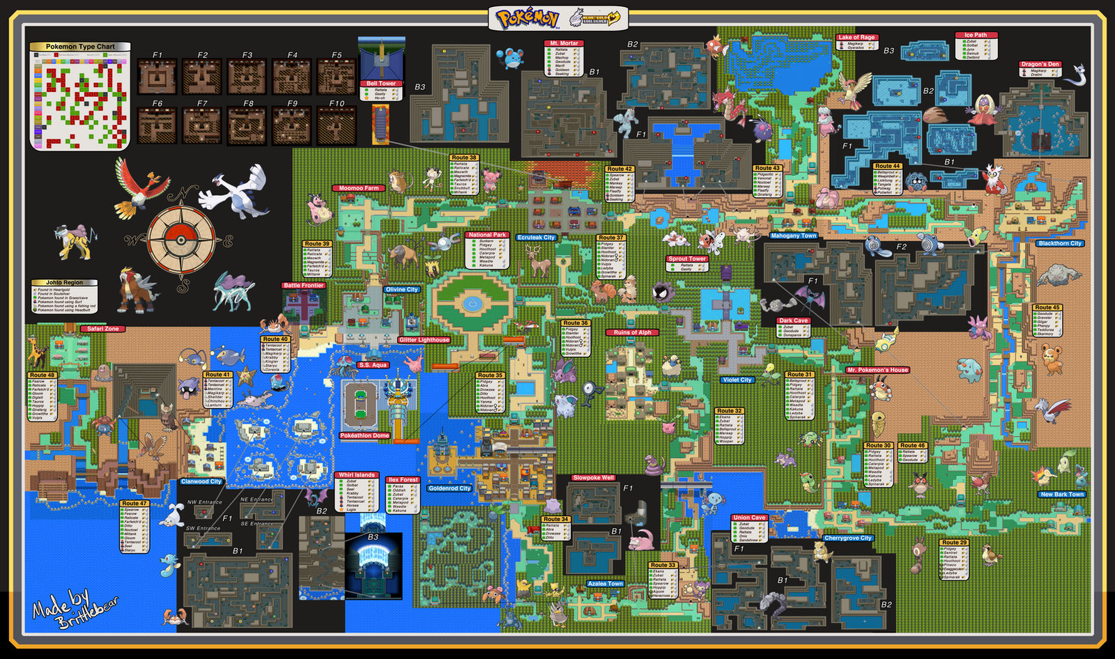 Raving Rabbids Travel in Time / Pokémon HeartGold and SoulSilver Map Poster