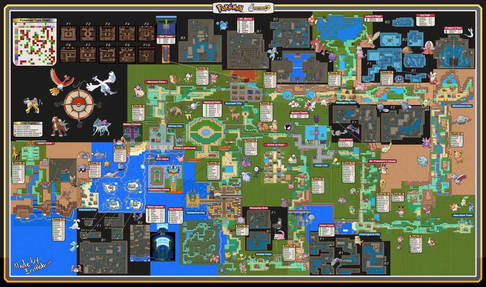 Raving Rabbids Travel in Time / Pokémon HeartGold and SoulSilver Map Poster