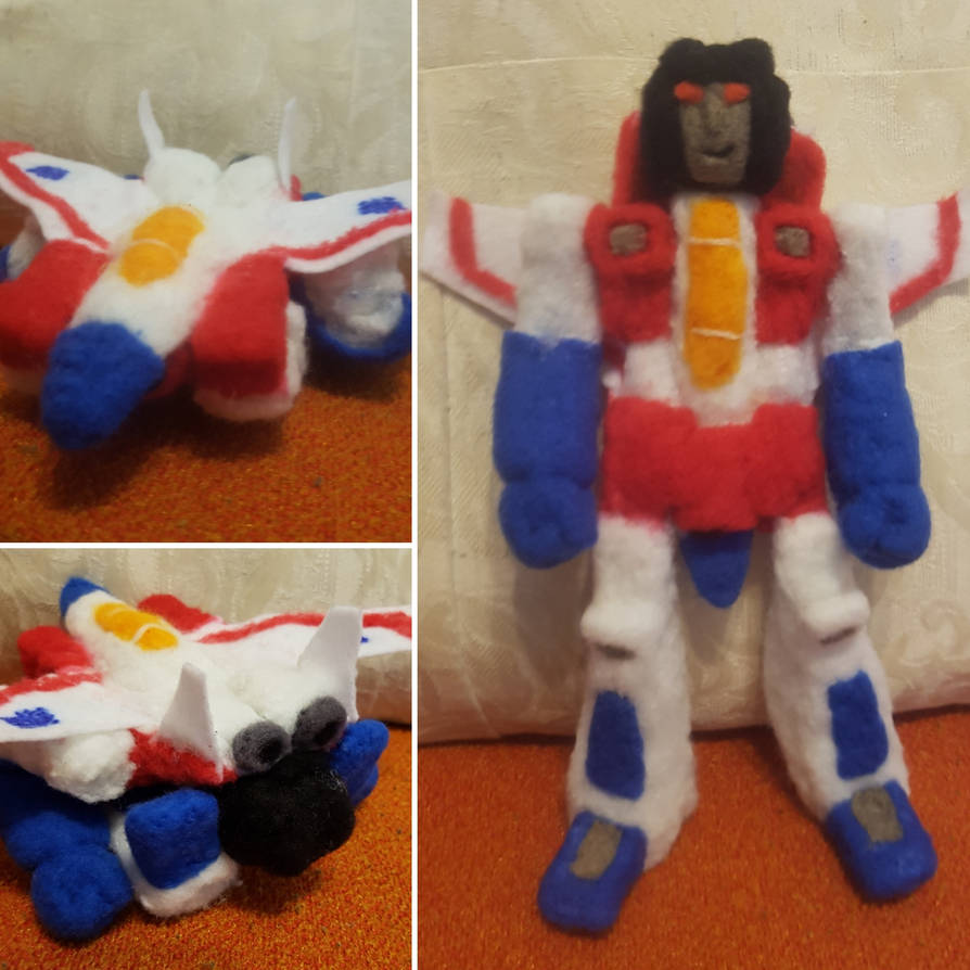 Transforming Starscream plush toy by feltgood