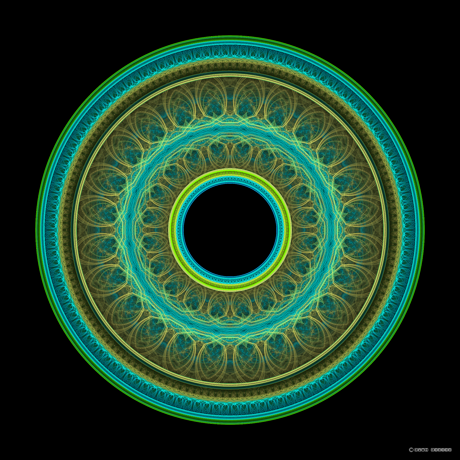 Circle with Green Peacock Feathers | Photographic Print
