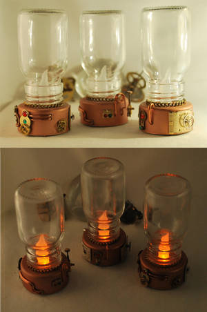 Handcrafted 'Steampunk Lantern' LED Candles. by Henri-1 Handcrafted 'Steampunk Lantern' LED Candles. by Henri-1