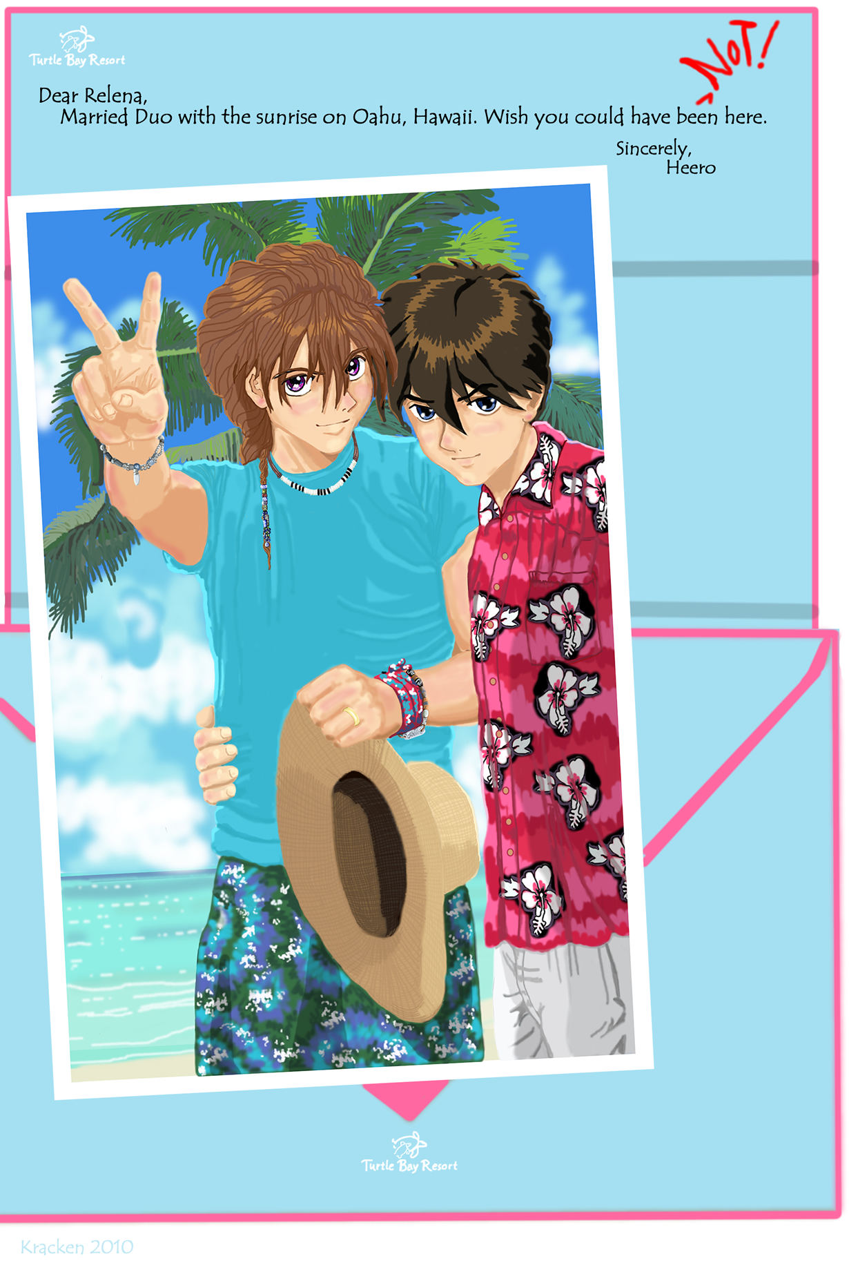 Duo and Heero on Oahu