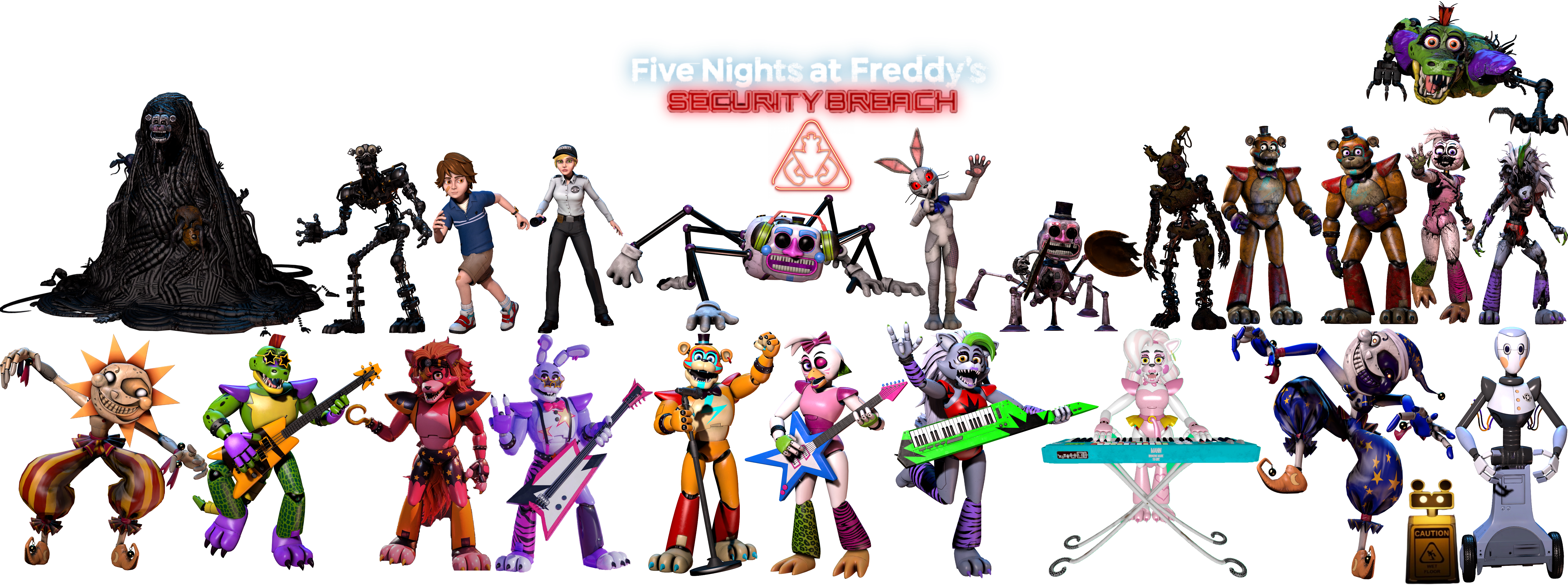 CRIEI OS PERSONAGENS DO FIVE NIGHTS AT FREDDY'S SECURITY BREACH no