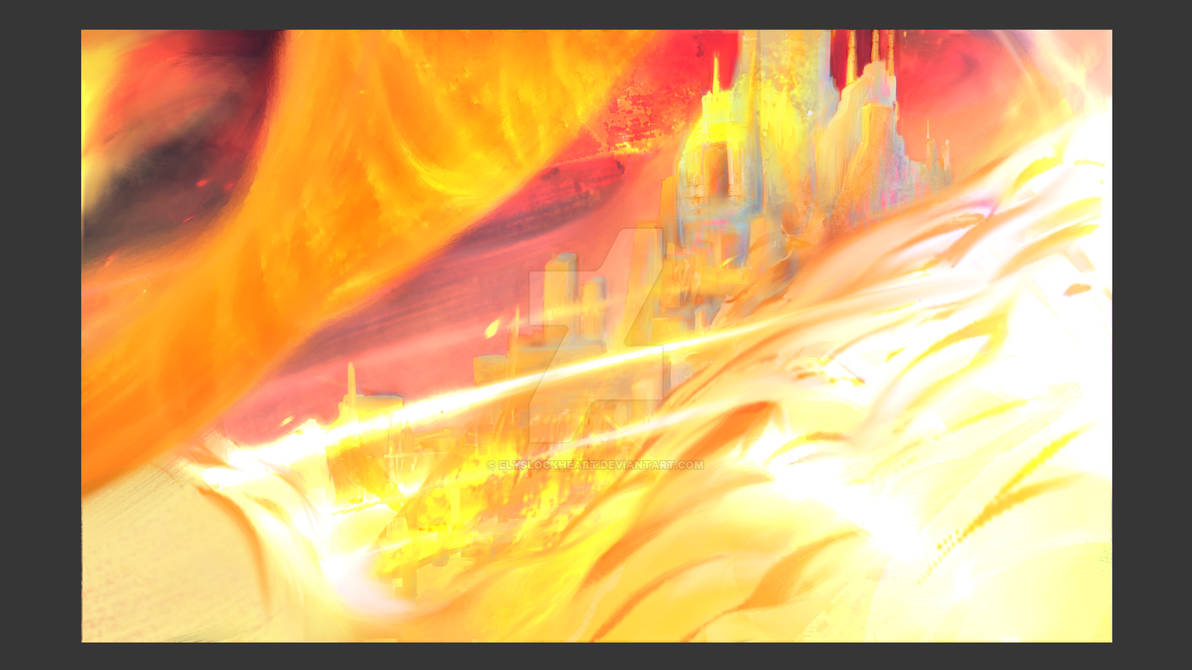 Gold castle in flames