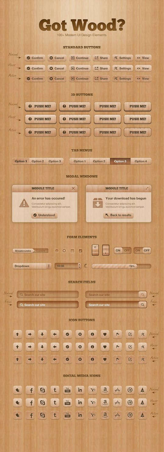 Got Wood? UI Design Elements by webkho on DeviantArt