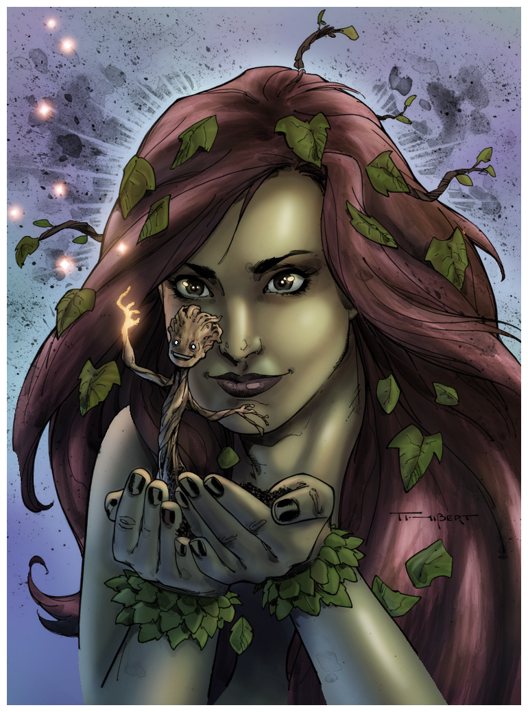 Poison Ivy and Groot colored by Empienada