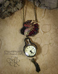 steampunk dragon with clock