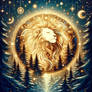 Golden Lion Framed Within Frame Forest Cenaculum