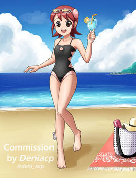 Mayl Sakurai wearing her swimsuit (Commission)