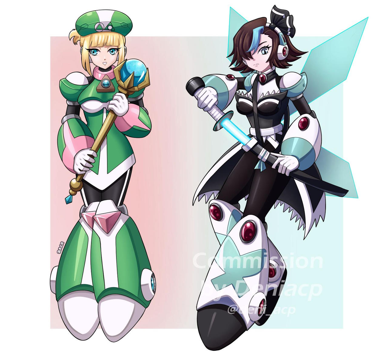 Fleuret and Rue reploid version (OC Commission) by Deniacp on DeviantArt
