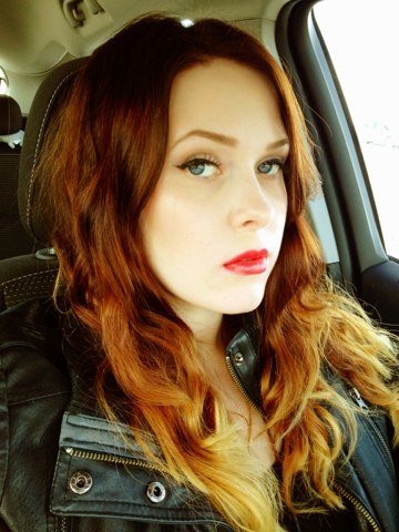 Red lips and Ombre hair