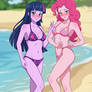Twilight Sparkle and Pinkie Pie doing a sexy pose