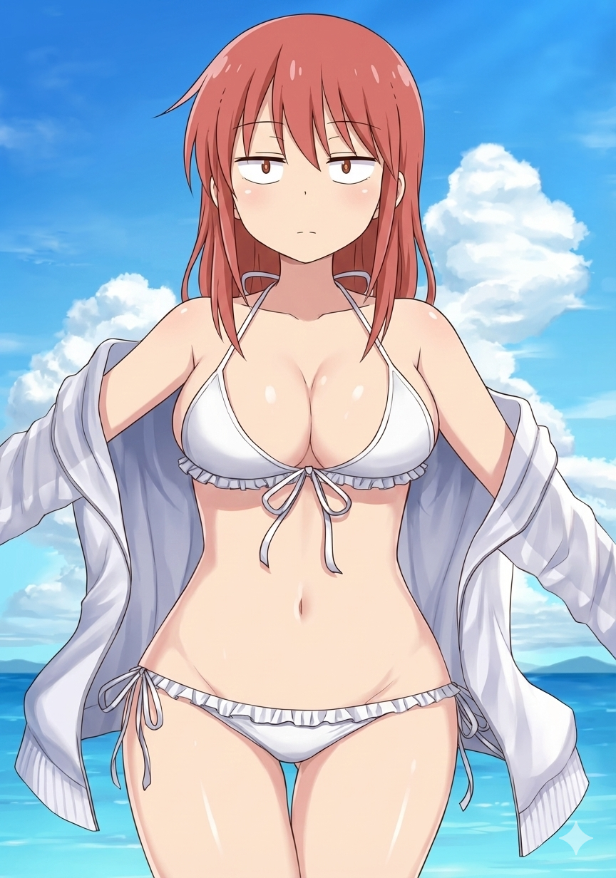 Kobayashi Wearing her White Bikini
