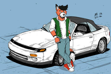 VHS Fox character with car commission