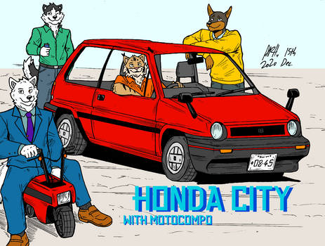 Honda City with Motocompo