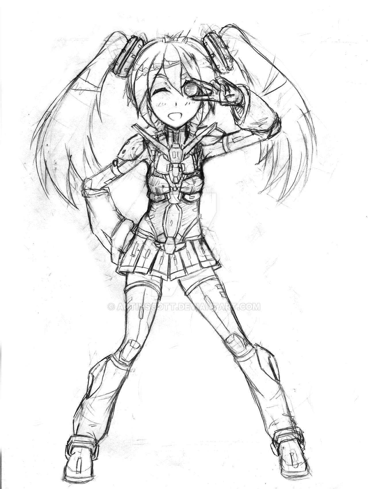 Miku Miku Ranger Sketch/WIP by ArtinScott on DeviantArt