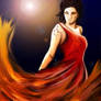 Katniss: Fire Dress Painting