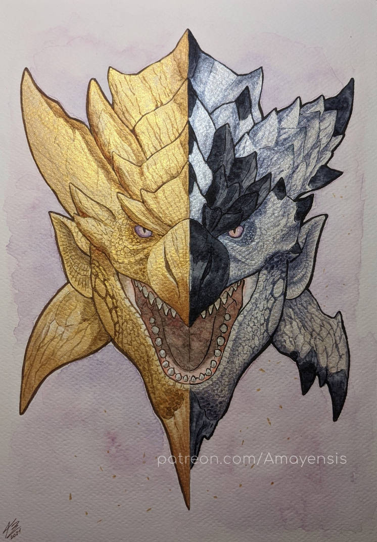 Gold Rathian Silver Rathalos - Monster Hunter by Amayensis-Fireheart on ...