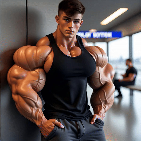 Bodybuilder Fan Waiting For His Flight by Musclesponsor01 on DeviantArt