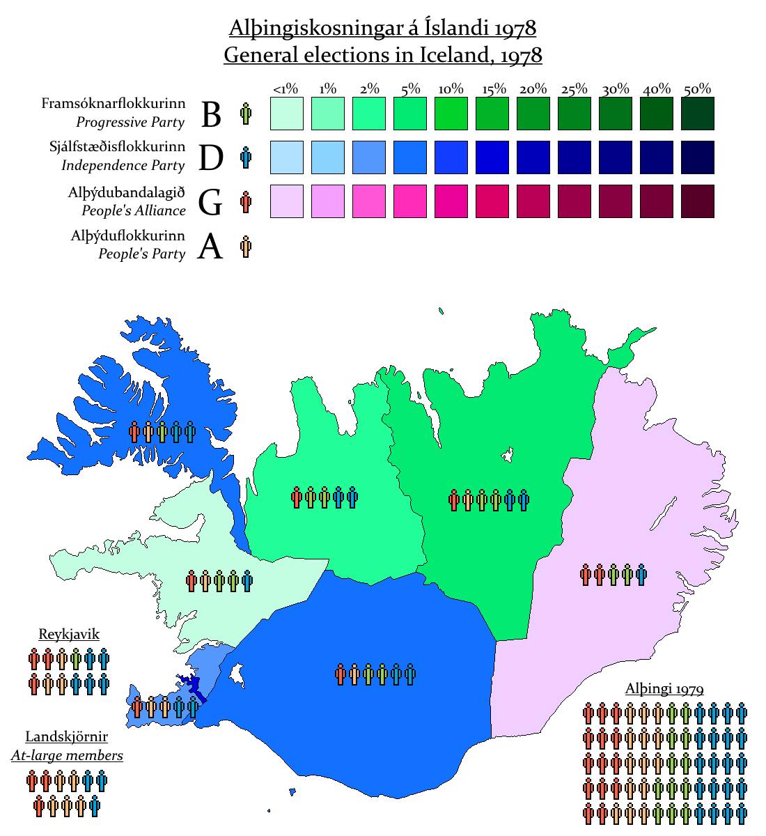 Icelandic General Election 1978 by AJRElectionMaps on DeviantArt