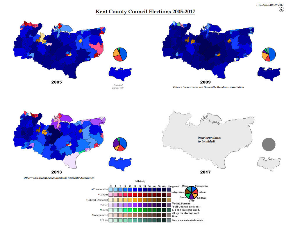 Kent County Council Elections 2005-2017 by AJRElectionMaps on DeviantArt