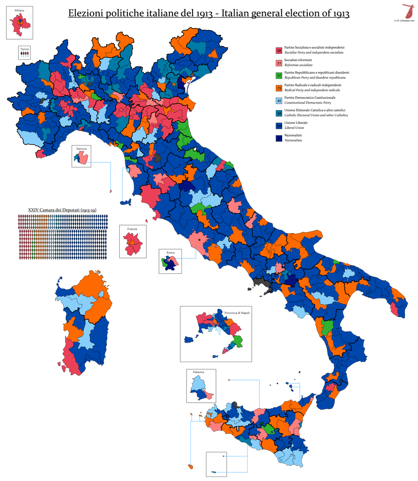 Italian General Election, 1913 by AJRElectionMaps on DeviantArt