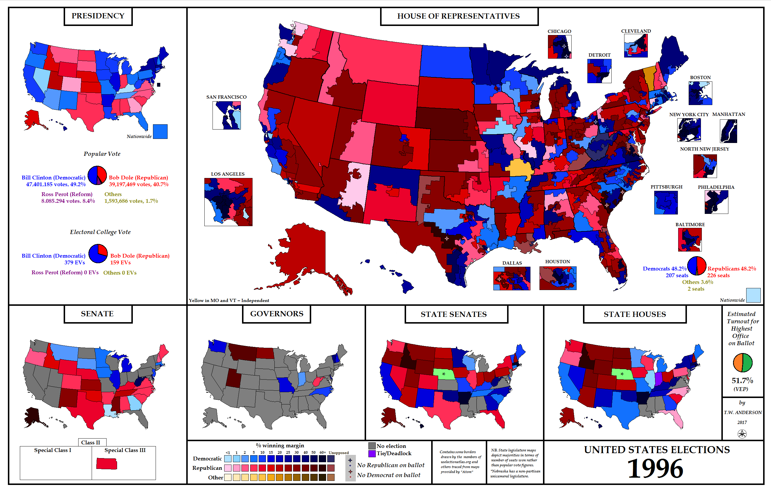 1996 Map United States Elections, 1996 by AJRElectionMaps on DeviantArt