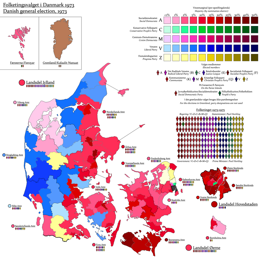 Danish General Election 1973 by AJRElectionMaps on DeviantArt
