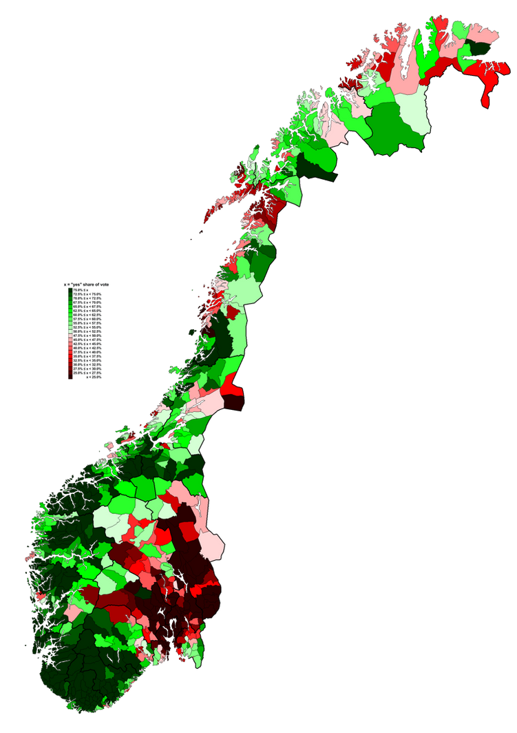 Norwegian prohibition referendum, 1926 by AJRElectionMaps on DeviantArt