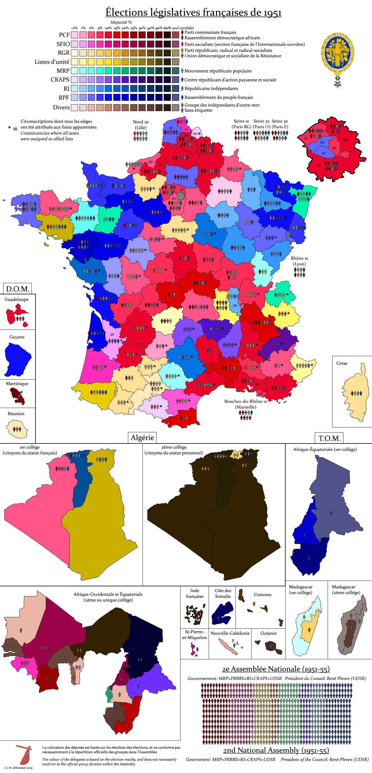 French legislative election, 1951 by AJRElectionMaps on DeviantArt