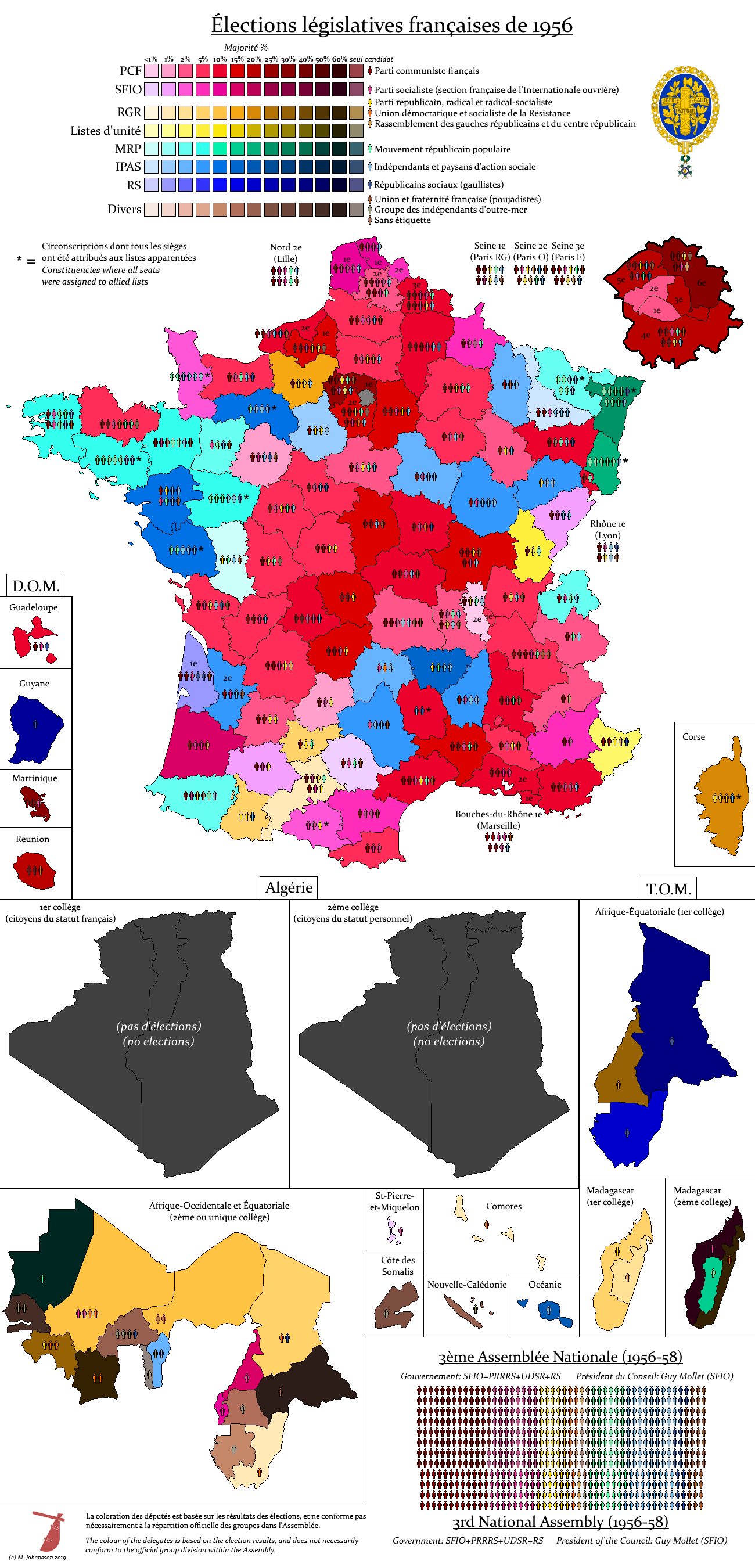 French legislative election, 1956 by AJRElectionMaps on DeviantArt