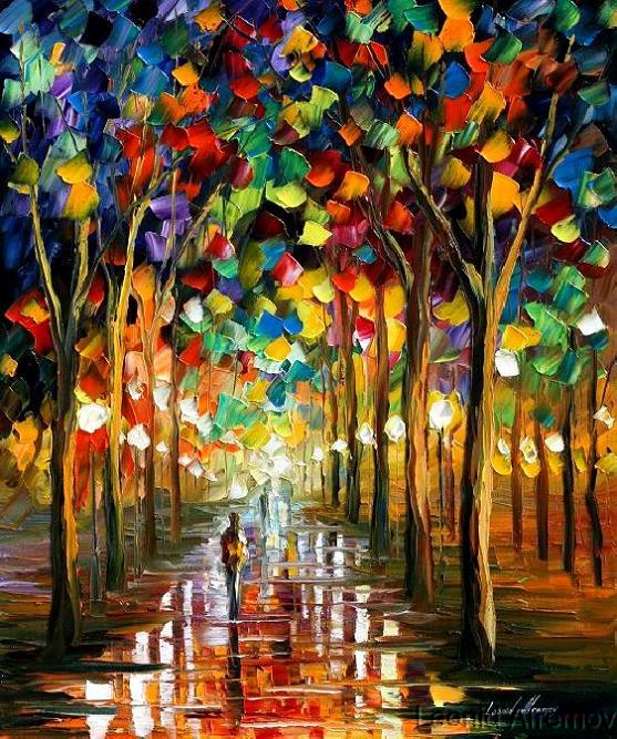 Afremov RAIN PARK Original Art