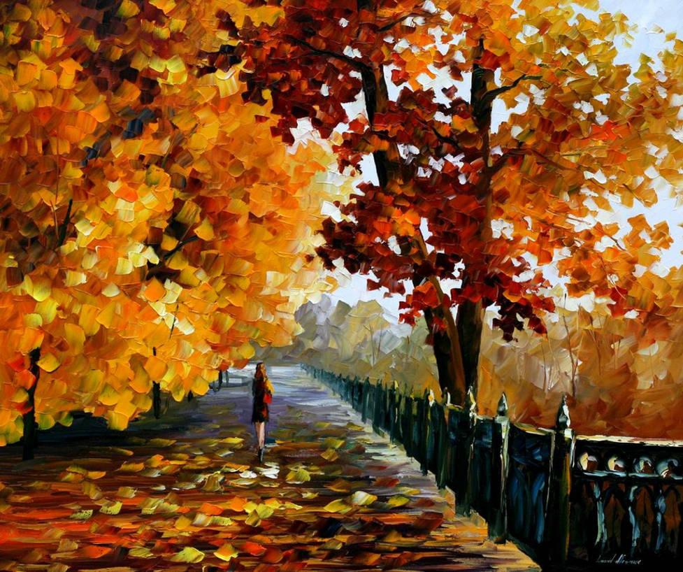 Blues Of Falling Leaves by Leonid Afremov by Leonidafremov