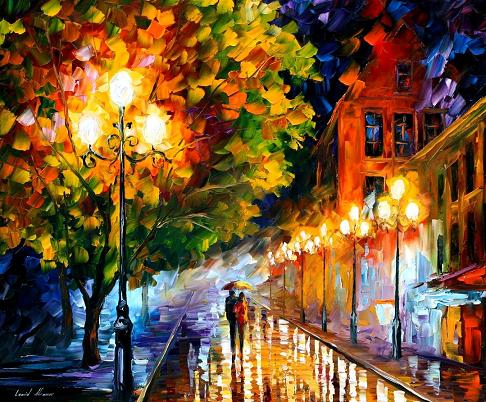 Romantic night oil painting on canvas by L.Afremov