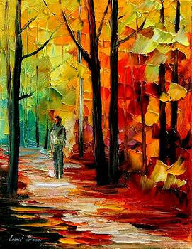 Fall alley by Leonid Afremov