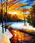Winter Sunset by Leonid Afremov by Leonidafremov