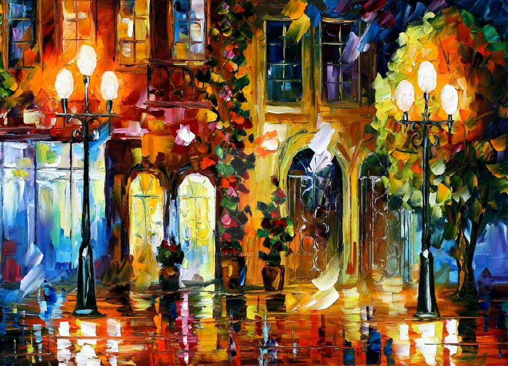 Night doors by Leonid Afremov