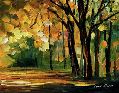 Morning forest by Leonid Afremov